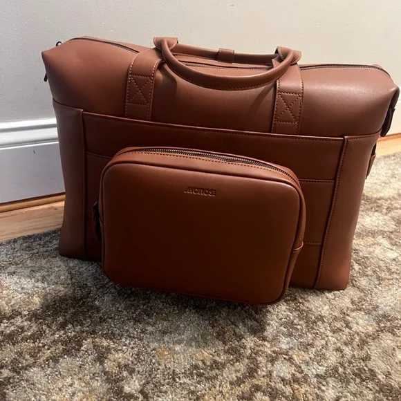 Monos Travel Metro Duffel carry on luggage in Mahogany— BRAND NEW